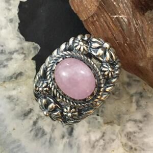 Carolyn Pollack Vintage Sterling Silver Oval Kunzite Decorated Ring For Women